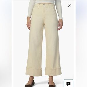 Joe’s Jeans The Trixie Cuff High Waist Wide Leg Trouser Jeans in Creme Brulee